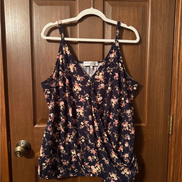 Socialite Dark Blue Floral Camisole - Picture 1 of 4